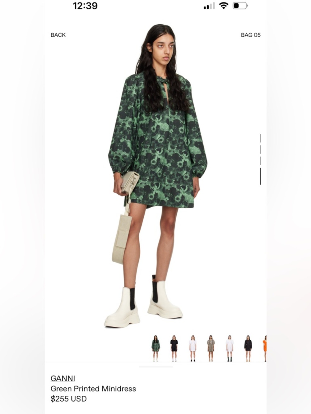 NWT Ganni Green Floral Shift Dress in Dual Greens